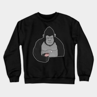 Grumpy Gorilla Ape with Coffee Morning Grouch Crewneck Sweatshirt